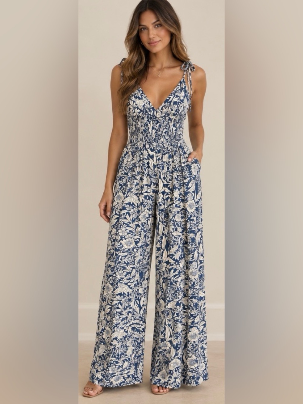 Smocked Floral Jumpsuit -NWT